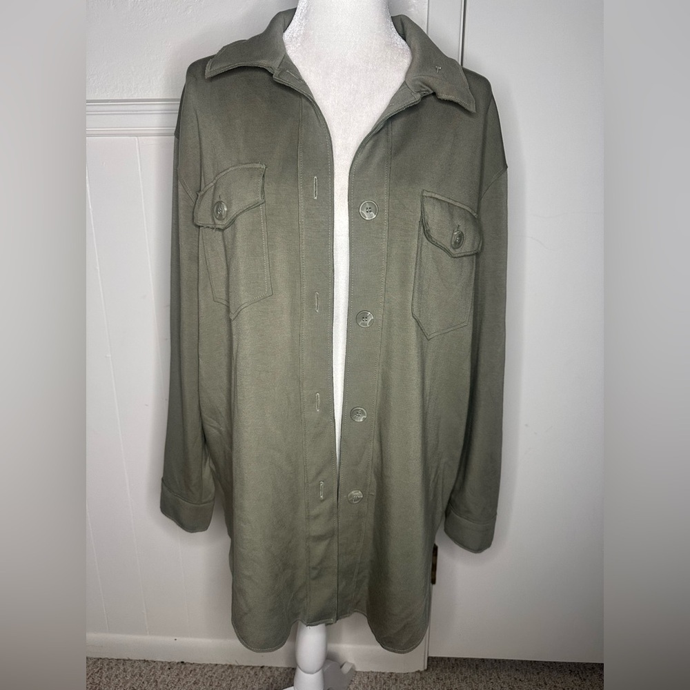 Joie Women’s Olive Green Boyfriend Button-up Shirt Jacket size L